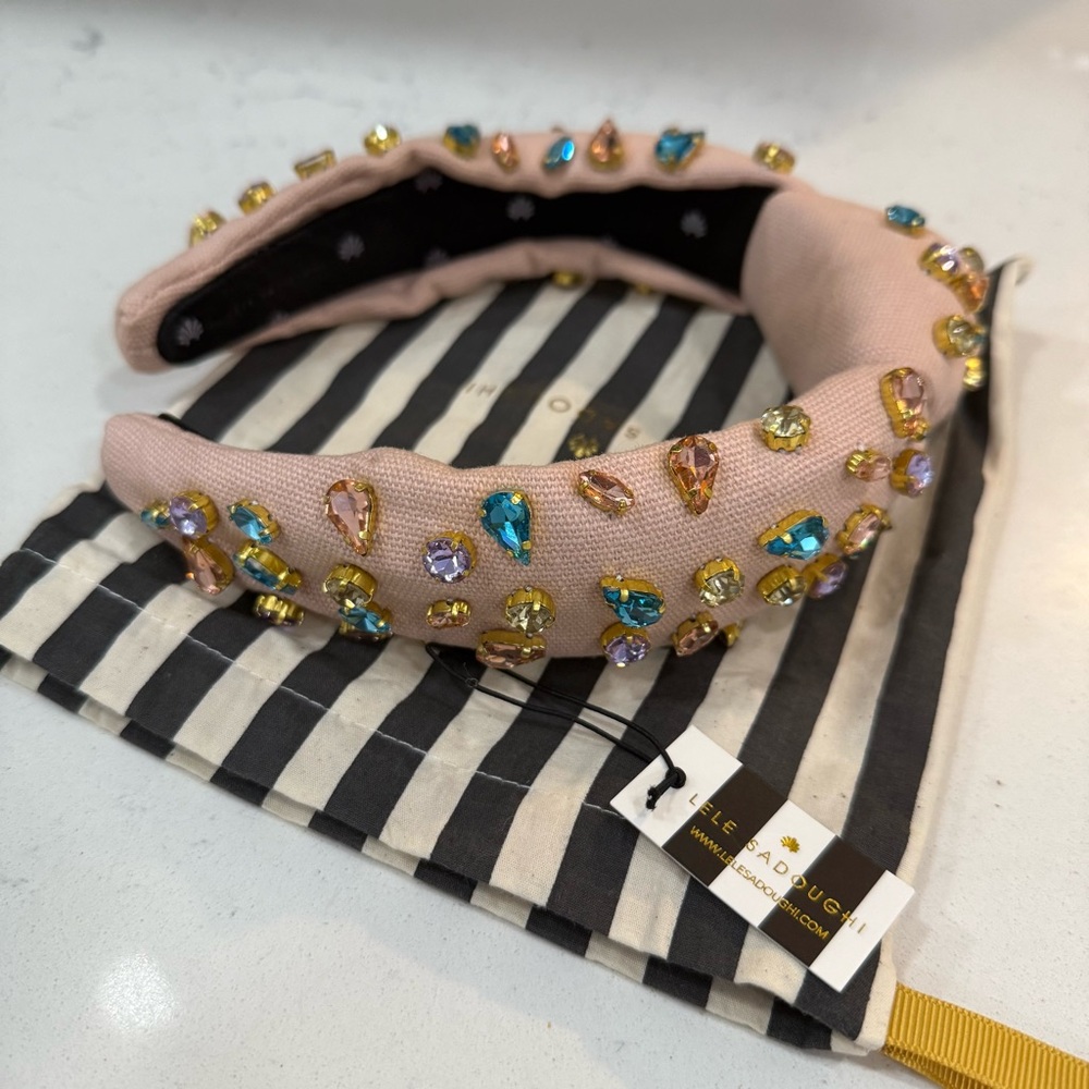 Lele Sadoughi Pastel Garden Candy Jeweled Knotted Headband